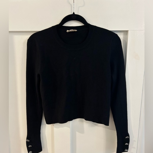L'agence Sky Button Detail Crop Crew Sweater - Picture 3 of 13